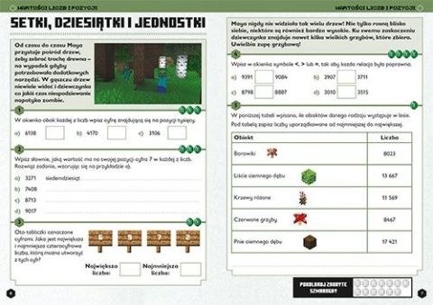 MINECRAFT matematyka MEGAzadania ćwiczenia zadania wiek 10+