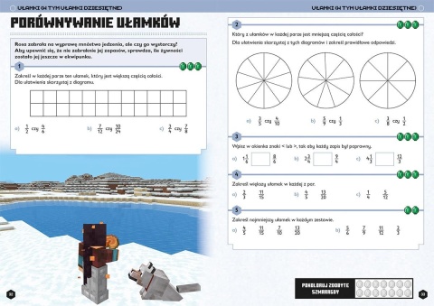 MINECRAFT matematyka MEGAzadania ćwiczenia łamigłówki wiek 11+