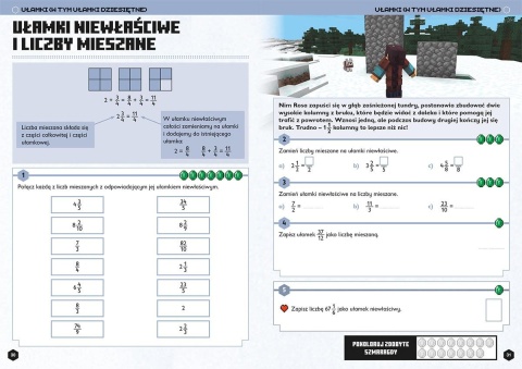 MINECRAFT matematyka MEGAzadania ćwiczenia łamigłówki wiek 11+