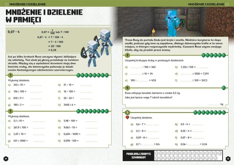 MINECRAFT matematyka MEGAzadania ćwiczenia łamigłówki wiek 12+