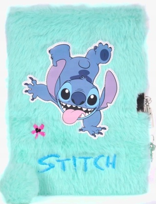Zestaw Notatnik pamiętnik sekretny puchaty Stich kudłacz z kłódką LILO I STITCH