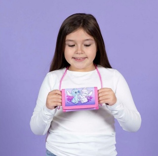 Portfel portfelik torebka ze sznurkiem na szyję rzep Stitch i Angel