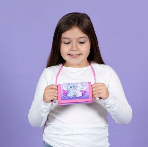 Portfel portfelik torebka ze sznurkiem na szyję rzep Stitch i Angel