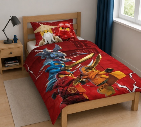 Pościel bawełniana komplet pościeli dwustronna Lego Ninjago 160x200 cm