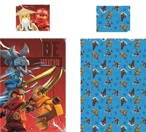 Pościel bawełniana komplet pościeli dwustronna Lego Ninjago 160x200 cm