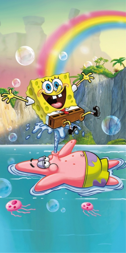 Ręcznik kąpielowy bawełniany plażowy Spongebob Kanciastoporty 70x140 cm