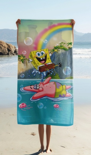 Ręcznik kąpielowy bawełniany plażowy Spongebob Kanciastoporty 70x140 cm