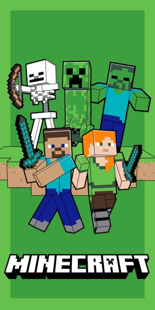 Ręcznik kąpielowy plażowy szybkoschnący Minecraft Green Mode zielony 70x140