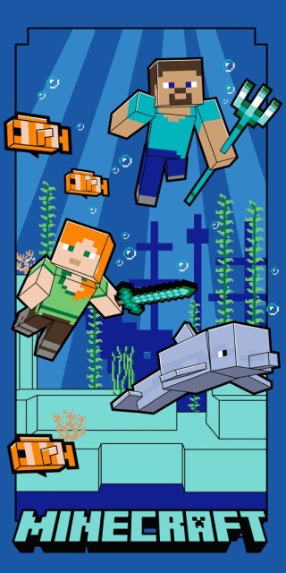 Ręcznik kąpielowy plażowy szybkoschnący Minecraft podwodna przygoda 70x140
