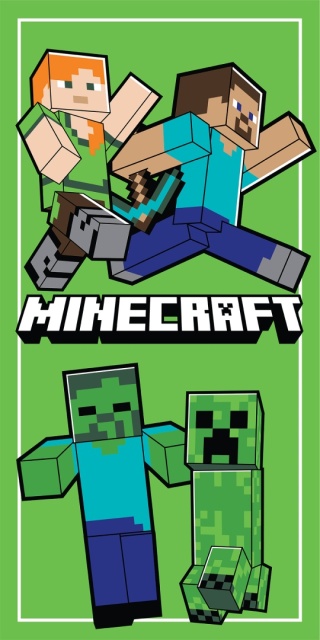 Ręcznik kąpielowy plażowy szybkoschnący Minecraft Steve zielony 70x140