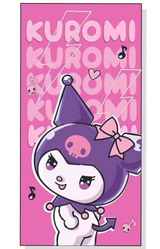 Ręcznik kąpielowy plażowy szybkoschnący Kuromi różowy 70x140