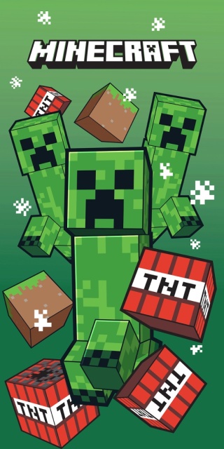Ręcznik kąpielowy plażowy szybkoschnący Minecraft Creeper 70x140