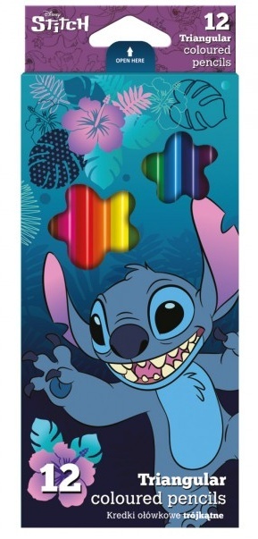 Stich kredki ołówkowe trójkątne 12 kolorów Lilo i Stitch