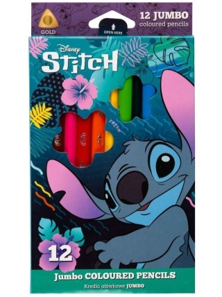 Stich kredki ołówkowe trójkątne JUMBO grube 12 Lilo i Stitch