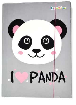 Teczka z gumką A4 na dokumenty szkolna panda szary