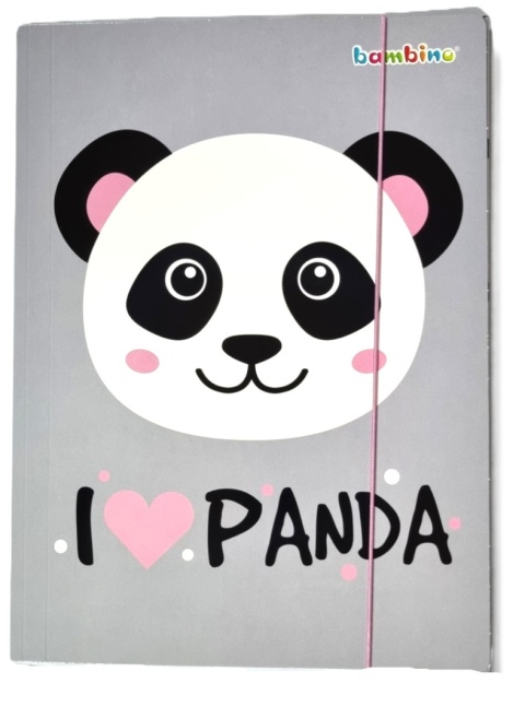 Teczka z gumką A4 na dokumenty szkolna panda szary