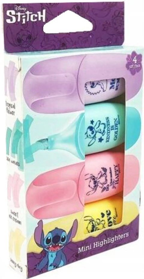 ZAKREŚLACZE MINI FASHION 4 KOLORY STITCH DISNEYCOOLPACK