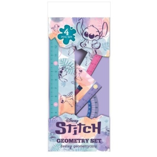 Zestaw geometryczny 4 elementy linijka ekierka kątomierz LILO I STITCH love