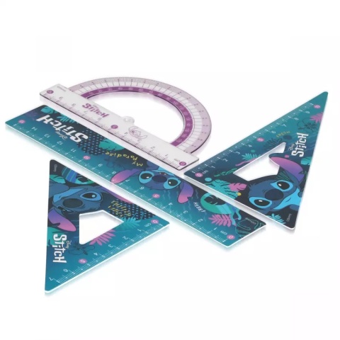 Zestaw geometryczny 4 elementy linijka ekierka kątomierz LILO I STITCH