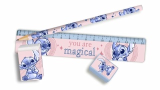 Zestaw linijka ołówek saszetka temperówka ołówek Lilo I Stitch