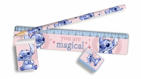 Zestaw linijka ołówek saszetka temperówka ołówek Lilo I Stitch