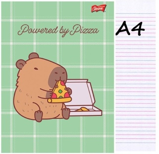 Zeszyt A4 trzylinia kolorowa do nauki pisania 32 kartki Kapibara pizza
