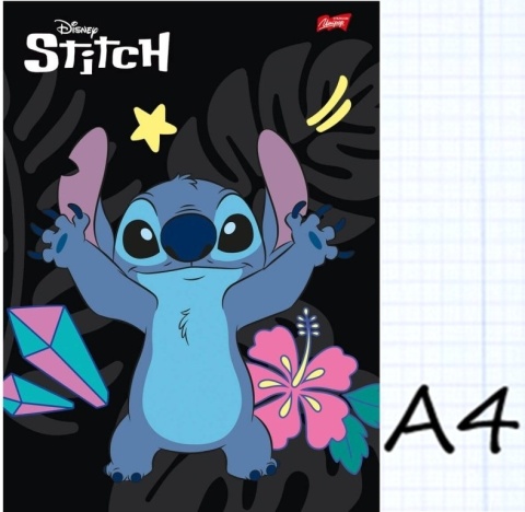 Zeszyt A4 w kratkę 32 kartek LIlo i Stitch czarna okładka
