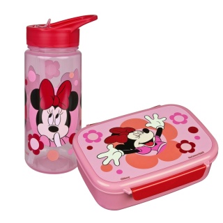 Bidon na wodę 500ml + śniadaniówka z przegródkami Myszka Minnie