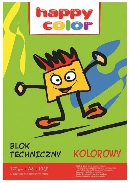 Blok techniczny A3 10 k kolorowy 170 g Happy Color