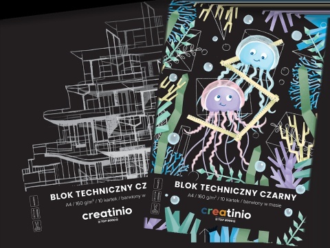 Blok techniczny A4 10 k 160g CZARNY barwiony w masie Top-2000
