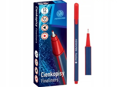 Cienkopis kreślarski trójkątny uchwyt czerwony 0,4 mm 1 szt Astrapen