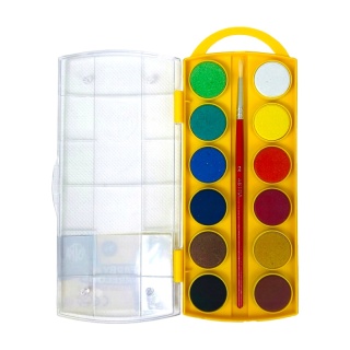Farby akwarelowe szkolne 12 kolory śr pastylki 23,5 mm + pędzel Astra