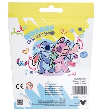 Flamastry mazaki pisaki 12 kol LILO I STITCH Stich