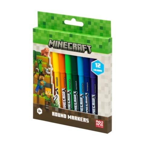 Flamastry mazaki pisaki 12 kolorów pixel MINECRAFT