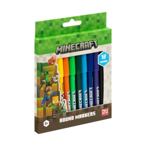 Flamastry mazaki pisaki 12 kolorów pixel MINECRAFT