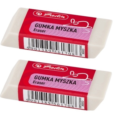 Gumka do mazania MYSZKA Herlitz biały 2 szt.