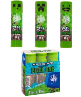 Klej w sztyfcie Astra PVP pixel One dla fanów minecraft 15 g 3 szt