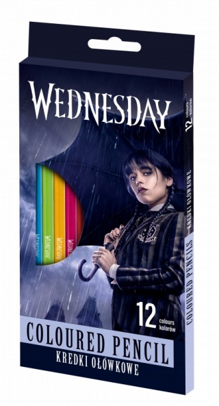 Kredki ołówkowe trójkątne 12 kol Wednesday Addams Astra