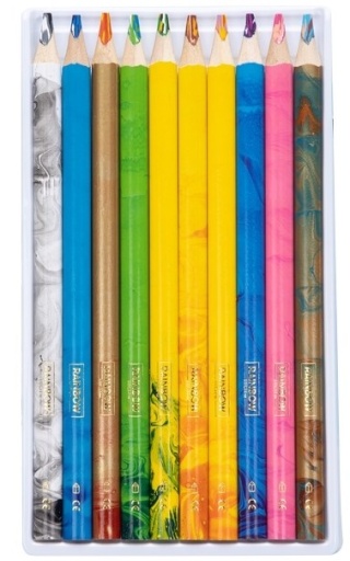 Kredki ołówkowe tęczowe trójkątne grube JUMBO 10 kol Rainbow High