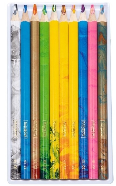 Kredki ołówkowe tęczowe trójkątne grube JUMBO 10 kol Rainbow High