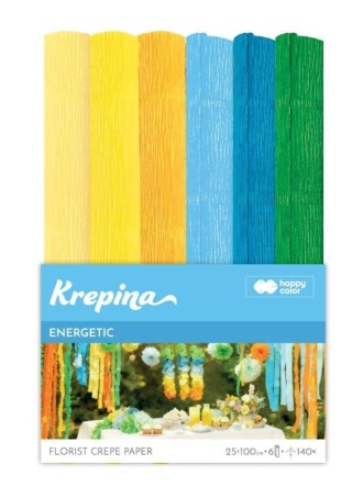 Krepina marszczona do kwiatów bibuła 25x100cm 6 kolorów Energetic