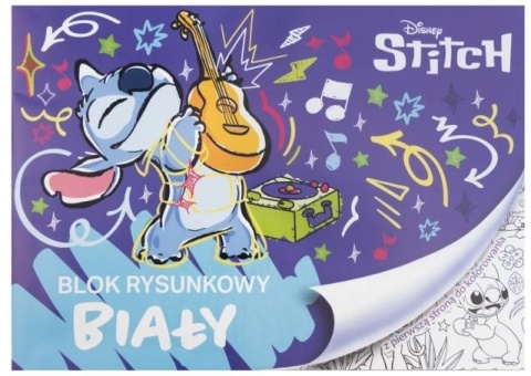 Lilo i Stitch Stich blok rysunkowy z kolorowanką A4 20 kartek biały