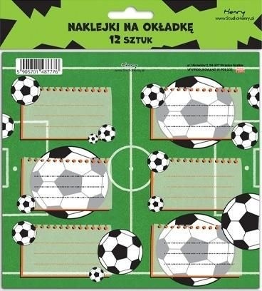 Naklejki na zeszyty nalepki na okładkę Piłka 12szt