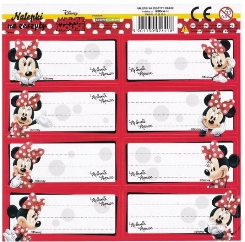Naklejki nalepki na zeszyty 16 szt MYSZKA MINNIE