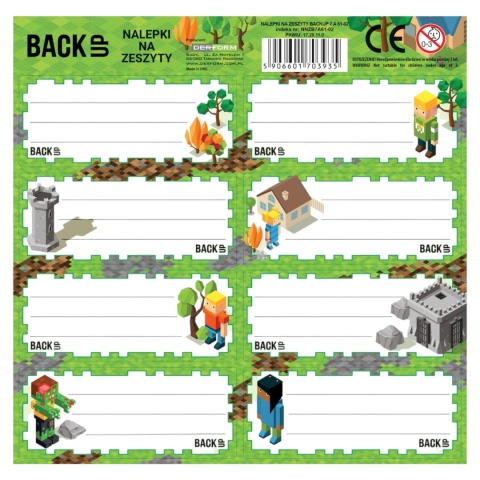 Naklejki nalepki na zeszyty 16 szt pixel game dloa fanów minecraft Backup