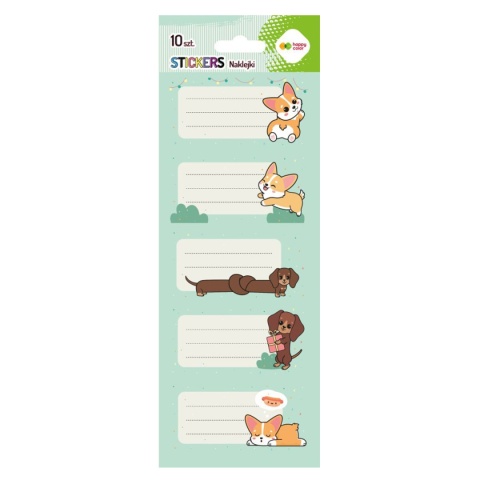 Naklejki nalepki na zeszyty książki 10 szt piesek corgi team