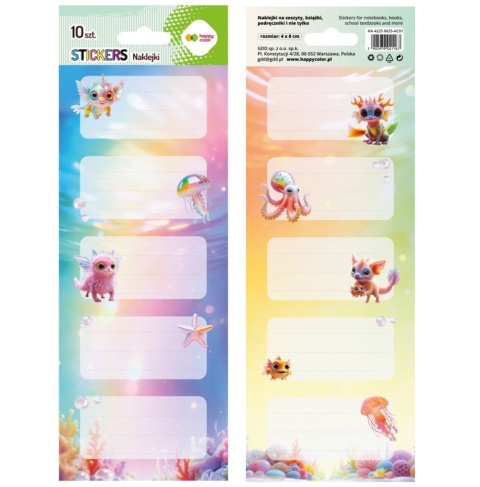 Naklejki nalepki na zeszyty książki 10 szt aqua cuties aksolot