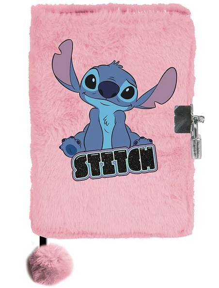 Notatnik pamiętnik puchaty brokat kudłacz z kłódką LILO I STITCH