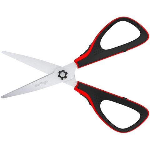 Nożyczki biurowe Berlingo Easycut300 soft grip czerwone 17,5 cm
