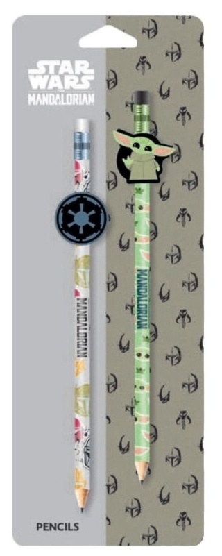 Ołówek z gumką figurką Star Wars Mandalorian Baby Yoda Grogu 2 szt